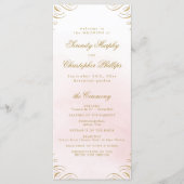 ピンククラシックと金ゴールド書道結婚式 プログラム (正面)