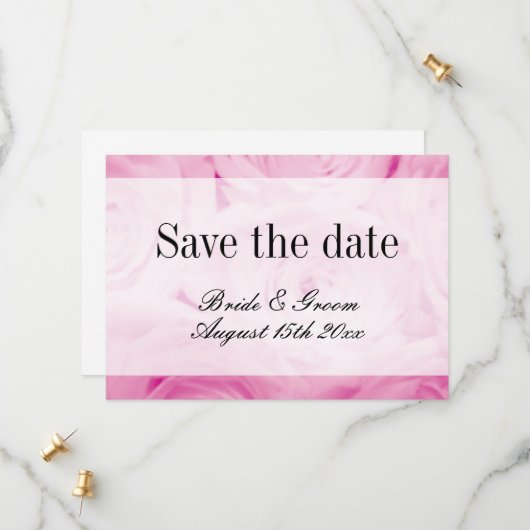 ピンククラシックのバラの花のブーケ結婚写真 セーブザデート (正面/裏面インサイチュ)