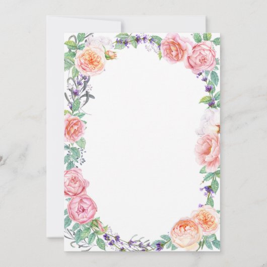 ピンククラシックのバラの誕生日 招待状 (裏面)