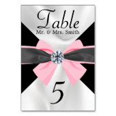 ピンククラシックの弓でブラック&ホワイトのドレープ テーブルナンバー (裏面)