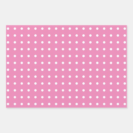 ピンククラシックの紫と緑の水玉模様白 ラッピングペーパーシート (正面)