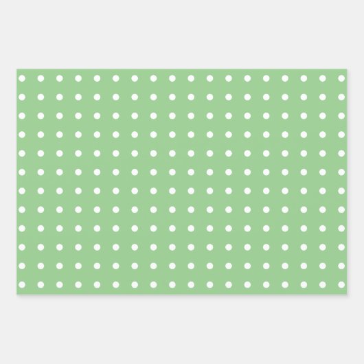 ピンククラシックの紫と緑の水玉模様白 ラッピングペーパーシート (正面3)