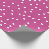 ピンククラシックの背景の水玉模様白 ラッピングペーパー (角)