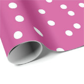 ピンククラシックの背景の水玉模様白 ラッピングペーパー (ロールコーナー)