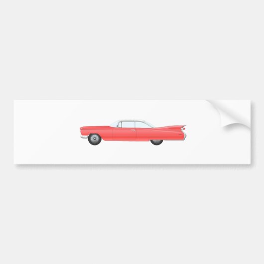 ピンククラシックの車 バンパーステッカー (正面)
