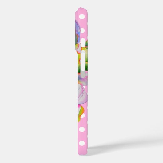 ピンククラシックエレガントの白い牡丹のフローラ水玉模様 Case-Mate iPhoneケース (裏面 / 左)