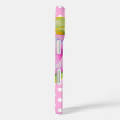 ピンククラシックエレガントの白い牡丹のフローラ水玉模様 Case-Mate iPhoneケース (裏面 / 右)