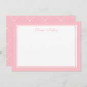 ピンククラシック色のフレームサンキューフラットノート ノートカード (正面/裏面)