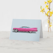 ピンククラシック車誕生日分類カード カード (黄色い花)