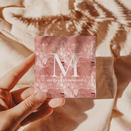 ピンククラックテクスチャメイクアップアーティスト名刺 スクエア名刺