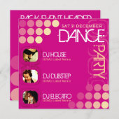 ピンククラブDJダンスパーティー写真テンプレート招待状 招待状 (正面/裏面)
