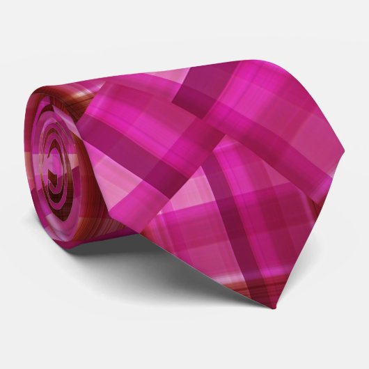 ピンククリスクロスチェックタータンチェック ネクタイ (ロール)