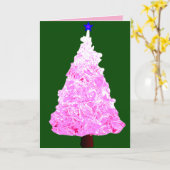 ピンククリスタルのクリスマスツリー カード (黄色い花)