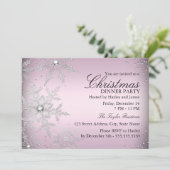 ピンククリスタルスノーフレーククリスマスディナーパーティー 招待状 (スタンド正面)