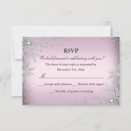 ピンククリスタルスノーフレーククリスマスパーティーRSVP 出欠カード