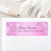 ピンククリスタルスノーフレーククリスマス住所 シール (インサイチュ)