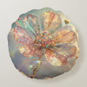 ピンククリスタルフラワーデジタルアート ラウンドクッション (裏面)