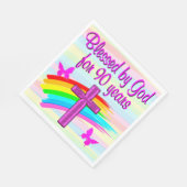 ピンククリスチャン90th誕生日紙ナプキンス スタンダードランチョンナプキン (角)