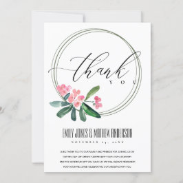 ピンククリストサンザシ開花水彩色結婚ズ サンキューカード