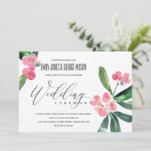 ピンククリストサンザシ開花水彩色結婚ズ 招待状 (スタンド正面)