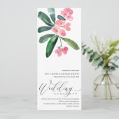 ピンククリストサンザシ開花水彩色結婚ズ 招待状 (スタンド正面)