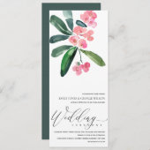 ピンククリストサンザシ開花水彩色結婚ズ 招待状 (正面/裏面)