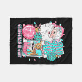 ピンククリスマスイン7月レトロサンタディスコ雪だるまG フリースブランケット (正面(横))