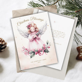 ピンククリスマスエンジェルスウィートチャイルド恵みファミリー シーズンカード