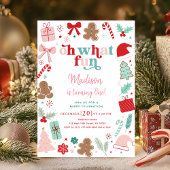 ピンククリスマスオハイオおもしろいファースト誕生日 招待状