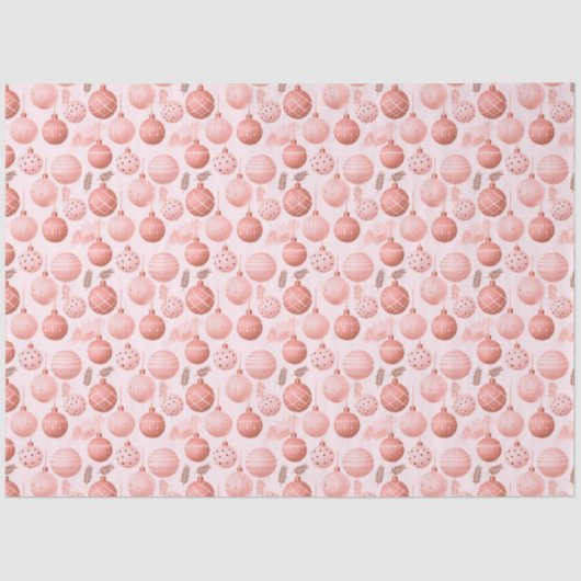 ピンククリスマスオーナメントパイン離れズクリスマス 薄葉紙 (正面)