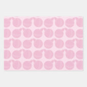 ピンククリスマスオーナメントパターントリオホリデー ラッピングペーパーシート (正面3)