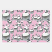 ピンククリスマスオーナメントパターントリオホリデー ラッピングペーパーシート (正面)