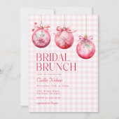 ピンククリスマスオーナメントブライダルシャワーブランチ 招待状 (正面)