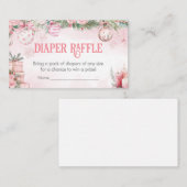ピンククリスマスオーナメント冬おむつラッフル エンクロージャーカード (正面/裏面)