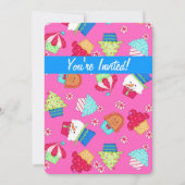 ピンククリスマスカップケーキアートパーティーイベント招待状 招待状 (正面)