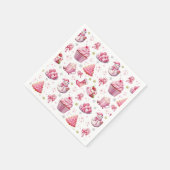 ピンククリスマスキュートおもしろいスイーツ スタンダードカクテルナプキン (角)