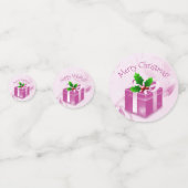 ピンククリスマスギフトテーブル紙吹雪 コンフェッティ (裏面)