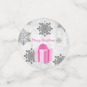 ピンククリスマスギフトテーブル紙吹雪 コンフェッティ (スモール正面)