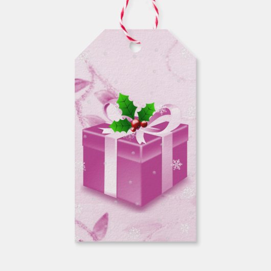 ピンククリスマスギフトボックスギフトラベル ギフトタグ (裏面)