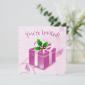 ピンククリスマスギフト招待状 招待状 (スタンド正面)