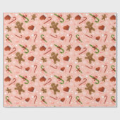 ピンククリスマスクッキーのギフトラップ紙 ラッピングペーパー (フラット)