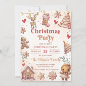 ピンククリスマスクッキークリスマスパーティの招待状 招待状 (正面)