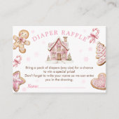 ピンククリスマスクッキーベビーシャワーおむつラッフルカード エンクロージャーカード (正面)