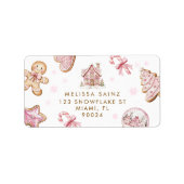 ピンククリスマスクッキー住所 シール (正面)