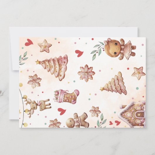 ピンククリスマスクッキー赤ちゃんシャワーフォト招待状 招待状 (裏面)