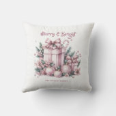 ピンククリスマスグラムメリーデコレパーソナライズされたー クッション (裏面)
