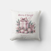ピンククリスマスグラムメリーデコレパーソナライズされたー クッション (正面)
