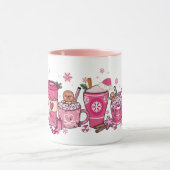 ピンククリスマスコーヒー&ラテホリデーマグ マグカップ (中央)