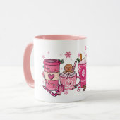 ピンククリスマスコーヒー&ラテホリデーマグ マグカップ (正面左)
