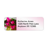 ピンククリスマスサボテン花の写真クローズアップ ラベル (正面)